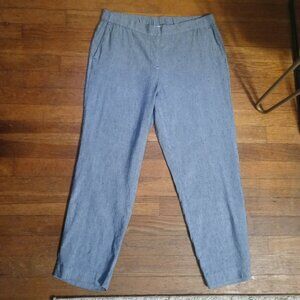 J. JILL linen blend pull on crop pants in blue (M)